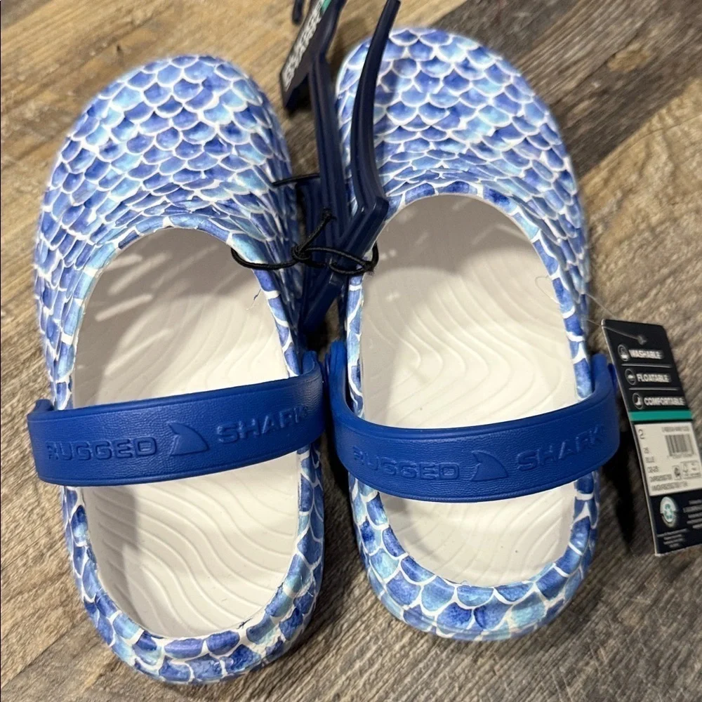 Rugged Shark Kids Blue Mermaid Slippers